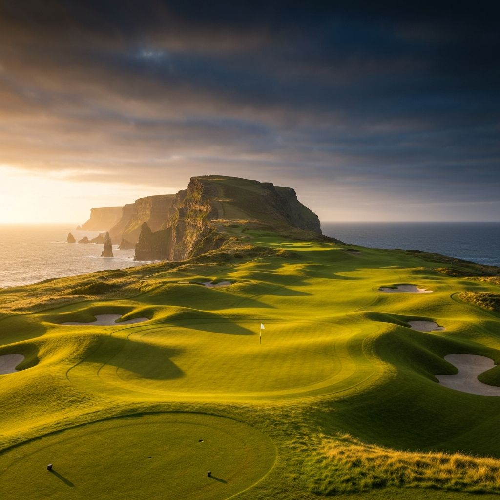 Luxury golf course at sunset for premium golf travel